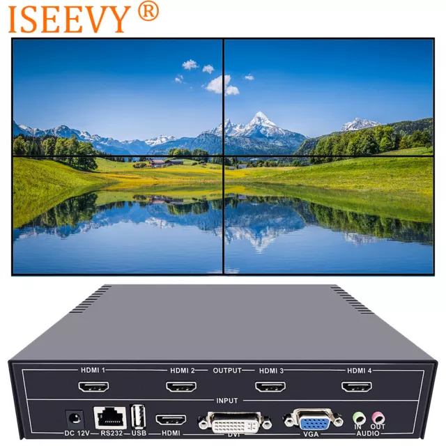 4 Channel TV Video Wall Controller 2x2 1x3 1x2 HDMI DVI VGA USB Video Processor