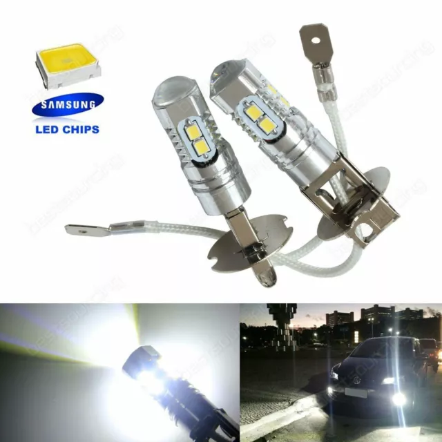 2x H3 10W LED Tagfahrleuchten Nebelscheinwerfer Blinker Lampe Xenon Weiß 6000K