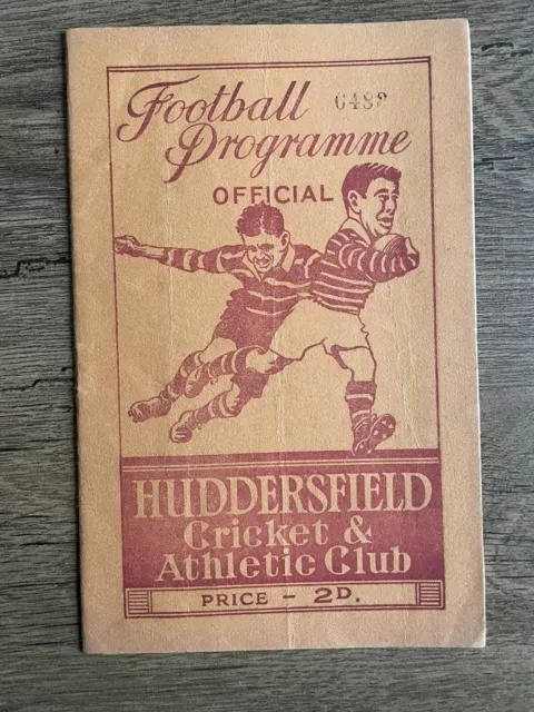 Wartime Rugby League Programme Huddersfield v Halifax 25th December 1939 Rare