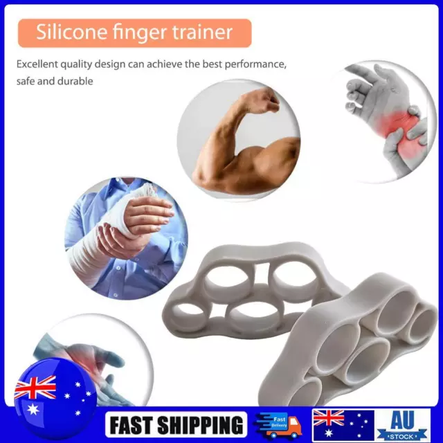 2pcs Finger Strength Trainer Silicone Hand Grips Finger Tension Ring (Gray 11LB)