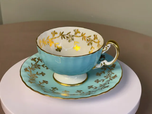 Aynsley tea cup and saucer turquoise