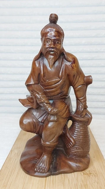 Oriental Chinese or Japanese Root Wood Figurine With Pipe * 21 cm  Stunning *