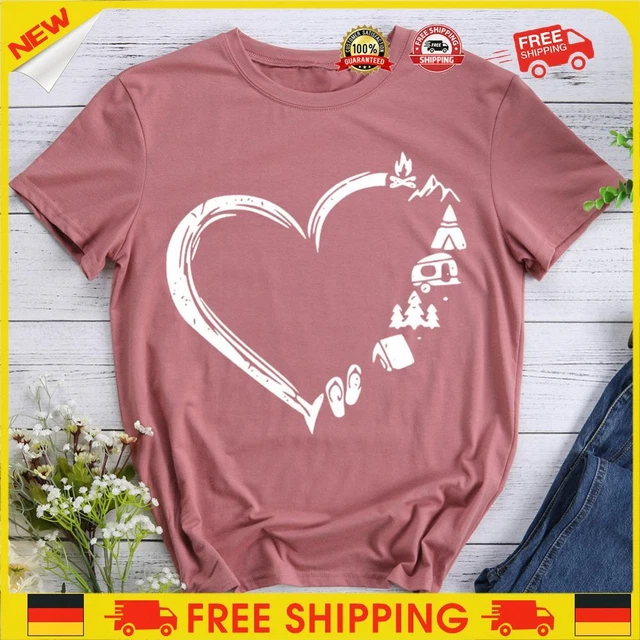 ❥ campeggio-cuore-t-shirt-t-shirt-oro rosa-L