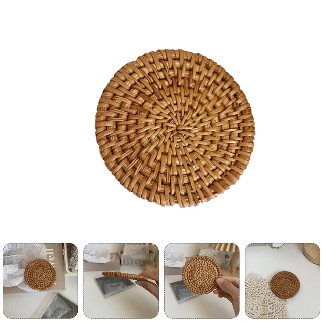 2 pz cuscino da tè in rattan riutilizzabile tazza di paglia pentola da tavolo sottobicchieri in tessuto