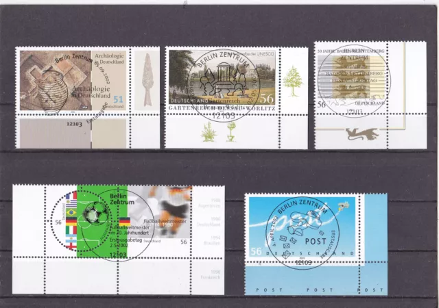 BRD 2002 Sondermarken (6x) mit Eckrand und sauberem Ersttagstempel  (Bfm-10-6)