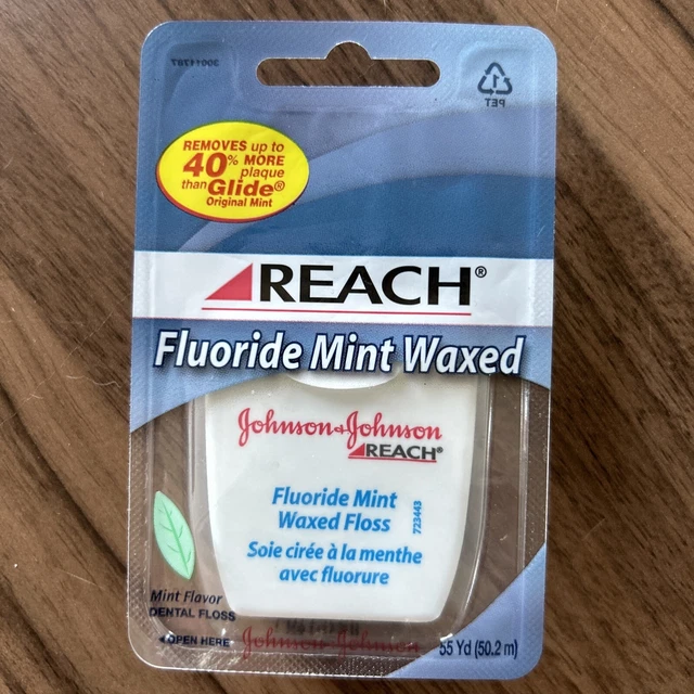 JOHNSON & JOHNSON Reach Dental Floss WAXED FLUORIDE MINT 55 Yd NOS 2008