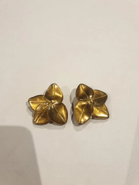 Boucles D'oreilles Clips Vintage En Métal Doré - Bijoux Fantaisie Occasion - Style Rétro