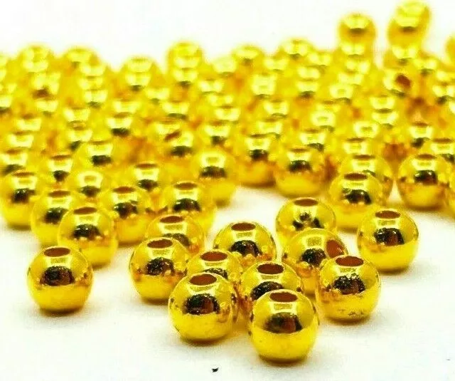 1000 Wachsperlen Kunststoff Kugel 4mm Gold CCB Acryl Perlen schmuck basteln D50