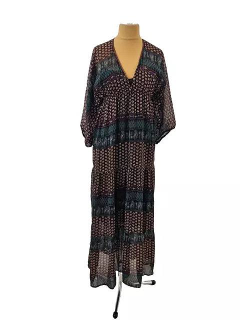 Fabelhaftes Maxikleid aus Chiffon braun Muster hippie Look Gr.40-42