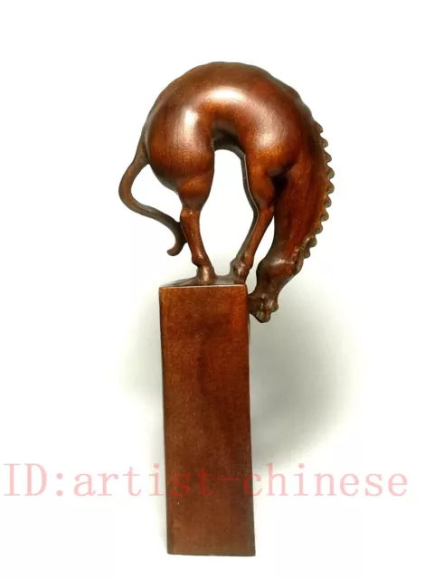 Japanese boxwood hand carved horse statue seal material Decoration collectable