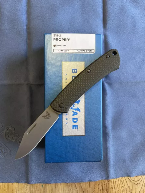 Benchmade 318-2 Proper Slipjoint Folding Knife 2.8" S90V Clip Blade Carbon Fiber