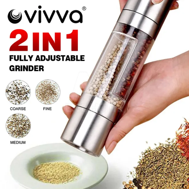 2in1 Salt and Pepper Grinder Stainless Steel Manual Ceramic Spice Mills Kitchen 2
