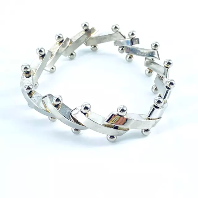 Vintage Modernist Bracelet Bar Link Mexico 925 Sterling Silver