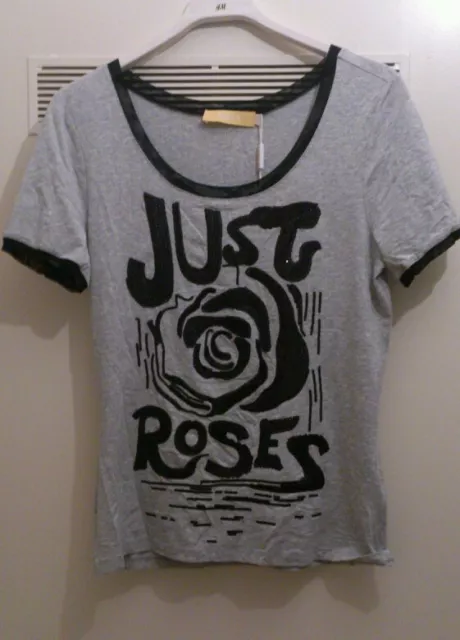 BiBA Just Roses Top T-Shirt Bluse Gr. 34 (36) XS (S) grau schwarz Palette NEU