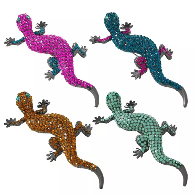 Vintage Large Size Lizard Gecko Brooch Pins Rhinestone Ancient Accessories