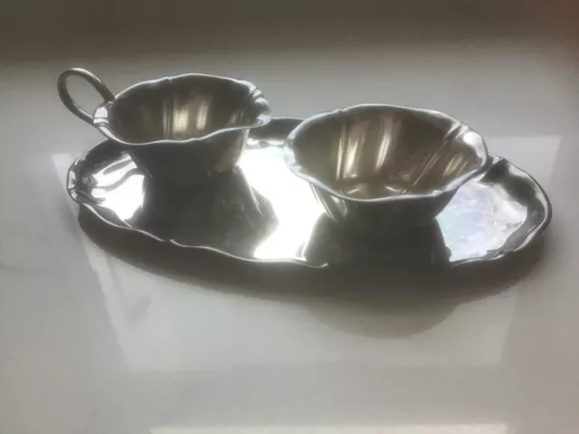 WMF ART NOUVEAU silver plate trio milk/cream jug, sugar bowl, butter tray