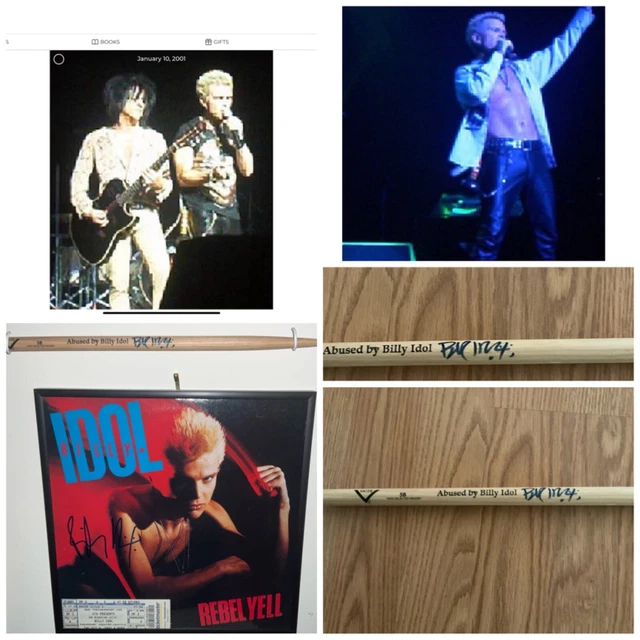Signed Billy Idol Autographed Drumstick “USED & ABUSED” Billy Idol drumstick + T Signed Billy Idol Autographed Drumstick “USED & ABUSED” Billy Idol drumstick + T