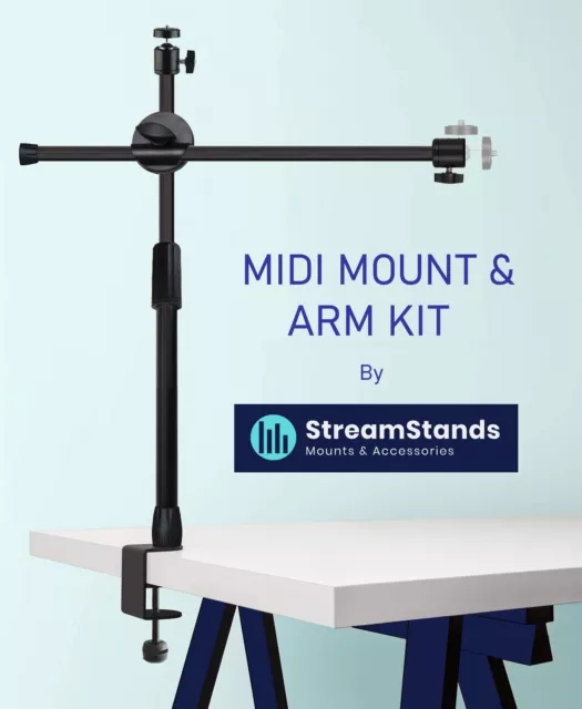 MIDI MOUNT & ARM KIT - Camera, Lights, Phone, Webcam, Desk Clamp Multi Mount