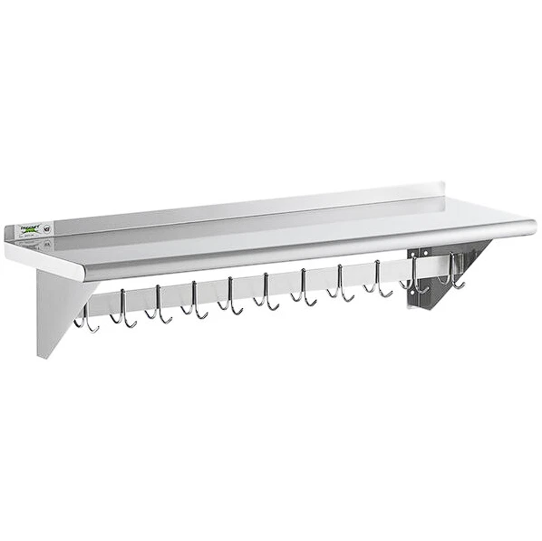 15" x 48" Stainless Steel Wall Pot Pan Rack Shelf Commercial Restaurant Kitchen
