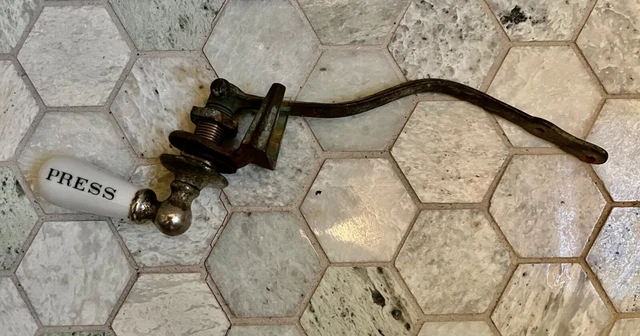 Vintage Toilet Press Flush Porcelain Handle Toilet Tank Trip Lever