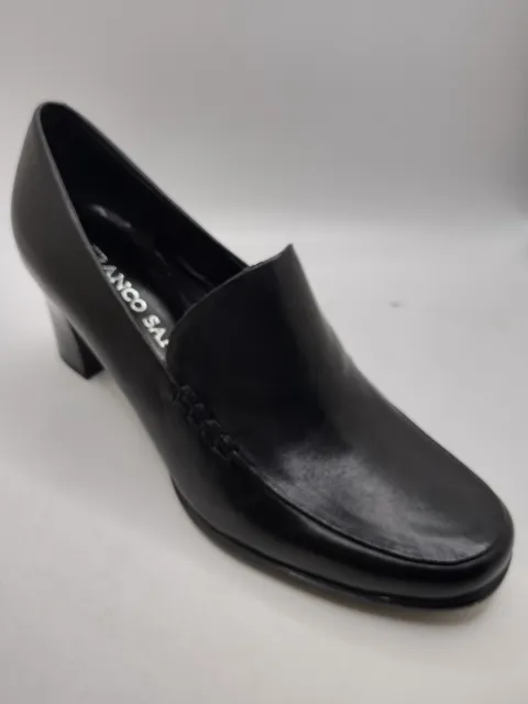 Franco Sarto Nolan Slip On Loafer Women Shoes Size 6 M Black Leather Heels