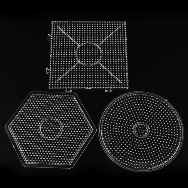 Square Round Hexagon Pegboards Transparent For 5mm Hama Beads DIY Kids  dN AGLN