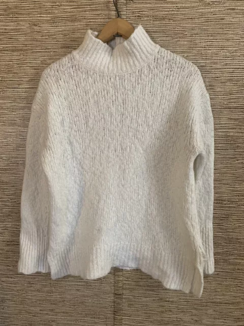 Vince Sweater Nubby Turtleneck Long Sleeves Wool Blend Ivory Woman’s Medium