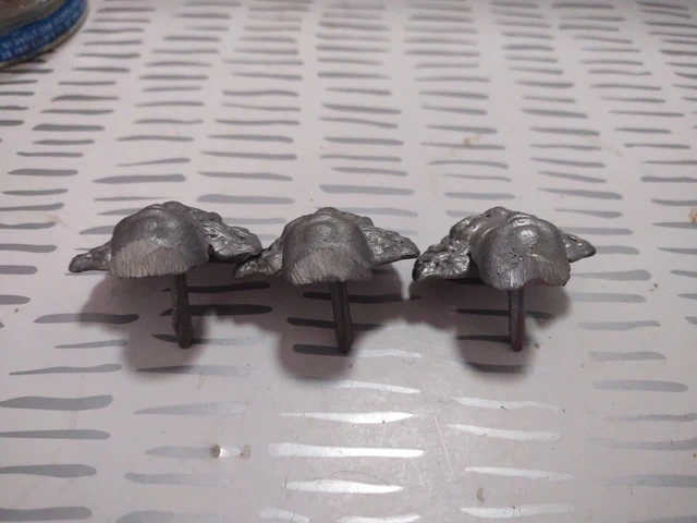 Vintage Casted Pewter Upholstery Tacks/Nails Cherub Face 3pc 3