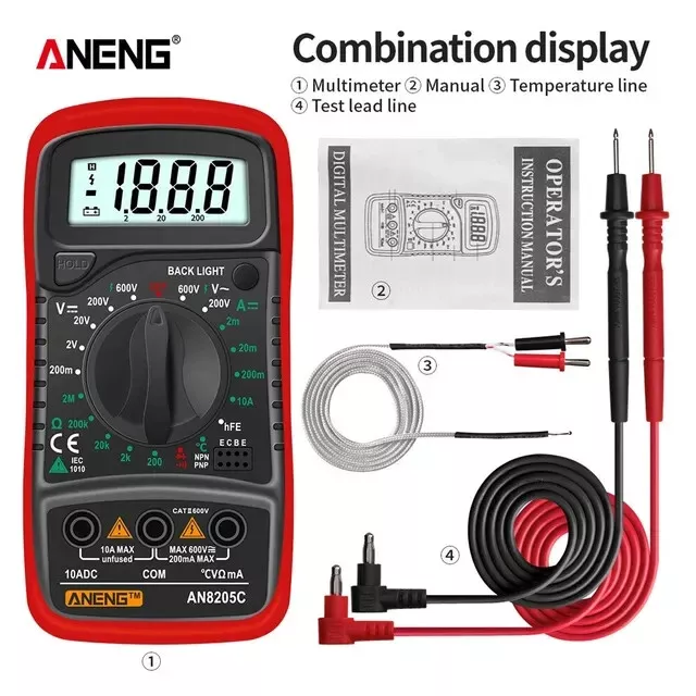 Multimètre numérique AN8205C numérique AC/DC ampèremètre Volt Ohm testeur