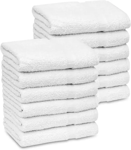 Bath Towel Set  24x50 White 100% Cotton Pack of 6,12 Pool Gym Hotel Spa Towels