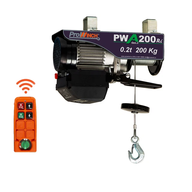 Prowinch 220 lbs. / 440 lbs. Electric Overhead Rope Hoist 220~240V 50/60HZ w/...