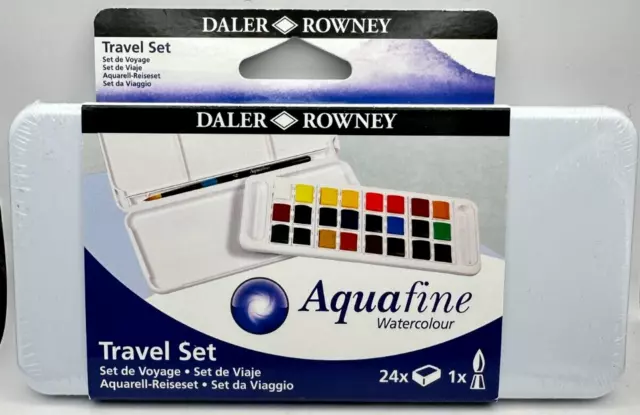 Juego de 24 cajas de viaje de acuarela Daler Rowney Aquafine