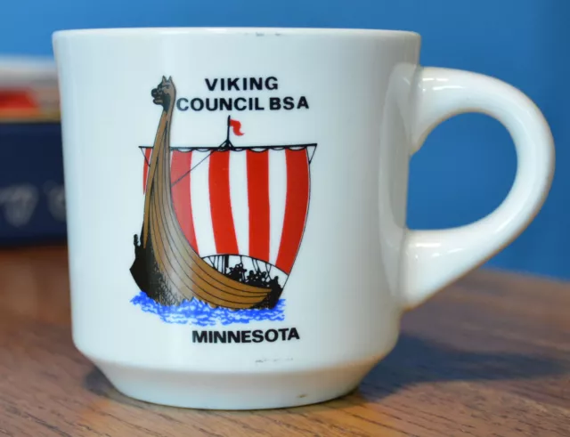 Vintage VIKINGS BSA Viking Council Boy Scouts Coffee Minnesota Cup Mug 1960s