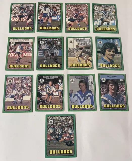 NRL Rugby League 1978 Canterbury Bulldogs Scanlens Sports Trading Card Set