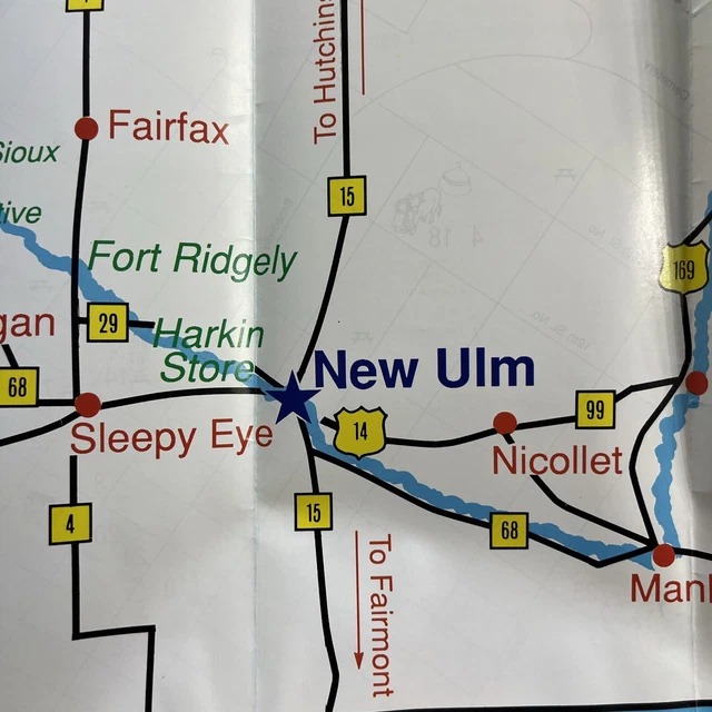 NEW ULM MINNESOTA MN city town map VTG 1990s collectible advertising