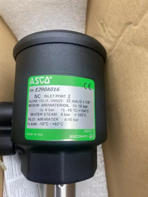 ASCO JOUCOMATIC E290A016 NC INLET PORT 2 GLOBE VALVE  32mm G1.1/4" AIR WATER OIL 2