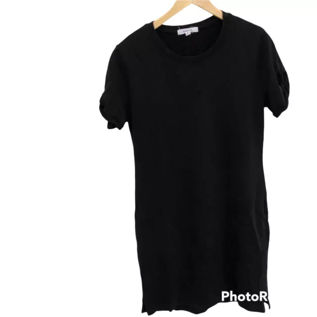 Athleta Women’s Sz Medium  Black Cotton Knit T Shirt Pockets Shift Dress