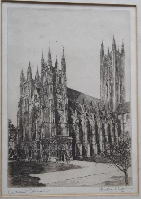 CANTERBURY CATHEDRAL - Framed Etching print signed in pencil by Preston Cribb