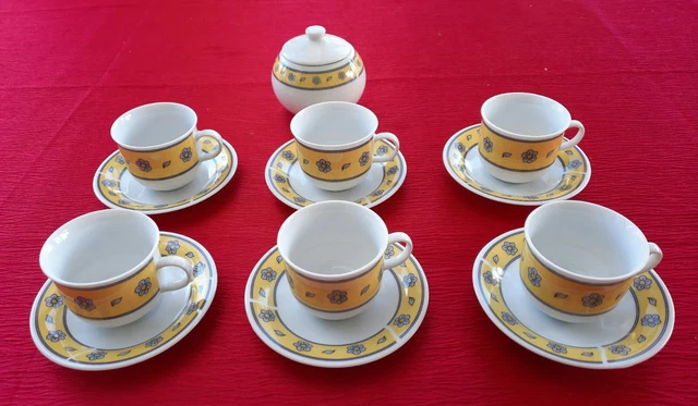 service a café expresso 6 tasses 6 coupelles 1 sucrier  PHILIPPE DESHOULIERES