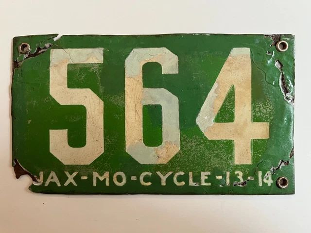 1913 1914 JACKSONVILLE Florida Motorcycle License Plate Indian