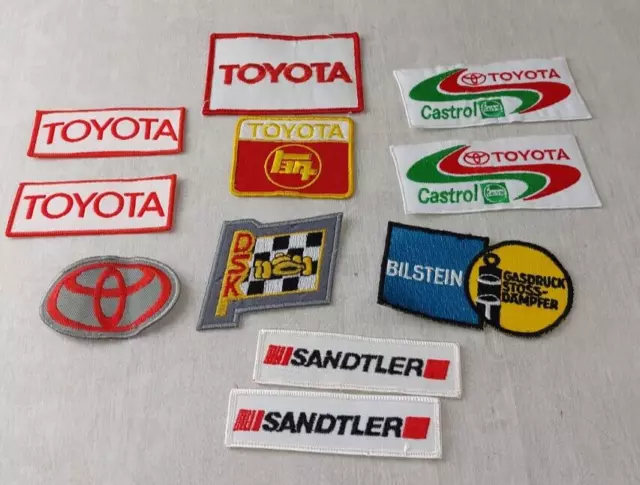 Lot of 11 patches / crests / fabrics, advertising, Toyota, vintage