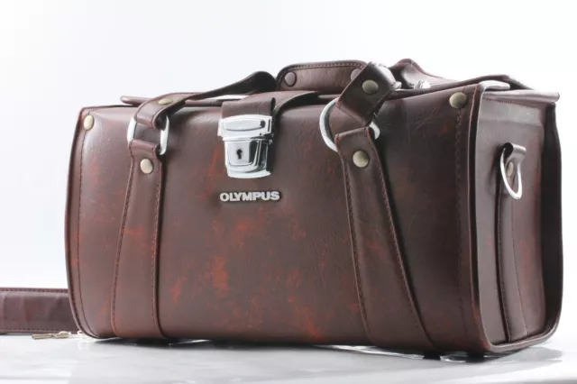 Rare!【 Top Mint w/Key&Strap 】 Olympus Original Leather Hard Case Bag From...