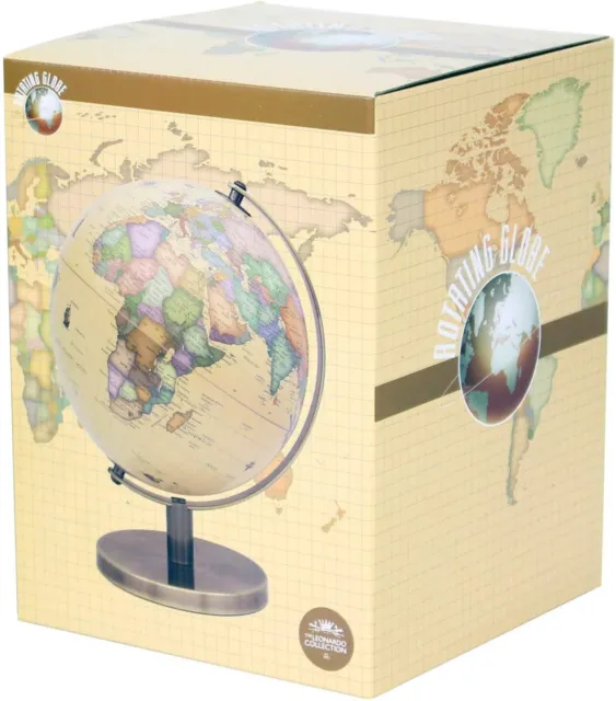 Educational World Globe Large Map Rotating Antique brass Height 27cm 3