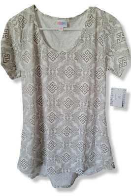 Lularoe Scroll Damask Small Classic T Shirt Victorian Print on White S NEW!