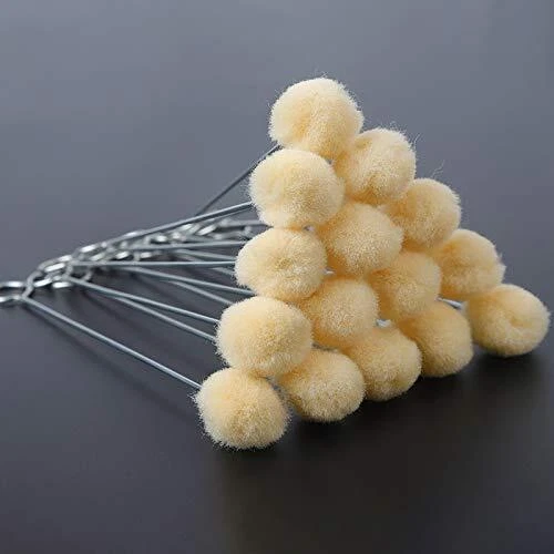 Rybtd 60 Pièces Outil de Teinture en Cuir Laines Balle Brosse Poignée Métal Bros