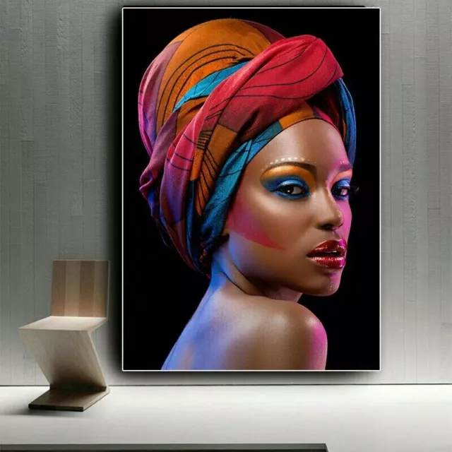 Tableau Art photo femme africaines OR sur toile noire. 60x90cm