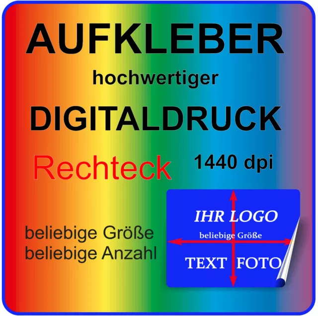 Aufkleber RECHTECK Panorama mit Ihrem Bild Logo MATT TRANSPARENT Ablösbar
