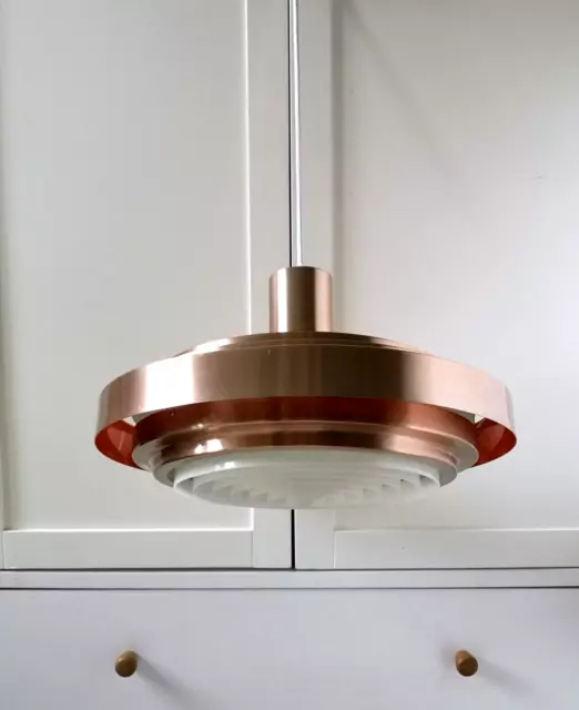 50's 60's Mid-Century Copper Pendant Lamp - Design Ceiling Lamp - Made in Denmark