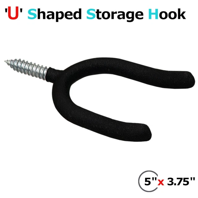 'U' Shaped Screw-in Anti-slip Utility Garage Storage Tool Hook 5 x 3.75 Inch