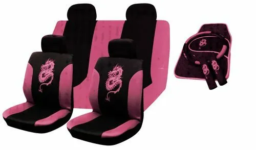 15pc Pink RS Racing Car Seat Cover Steering Wheel Floor Mats Seat Belt Pads Set